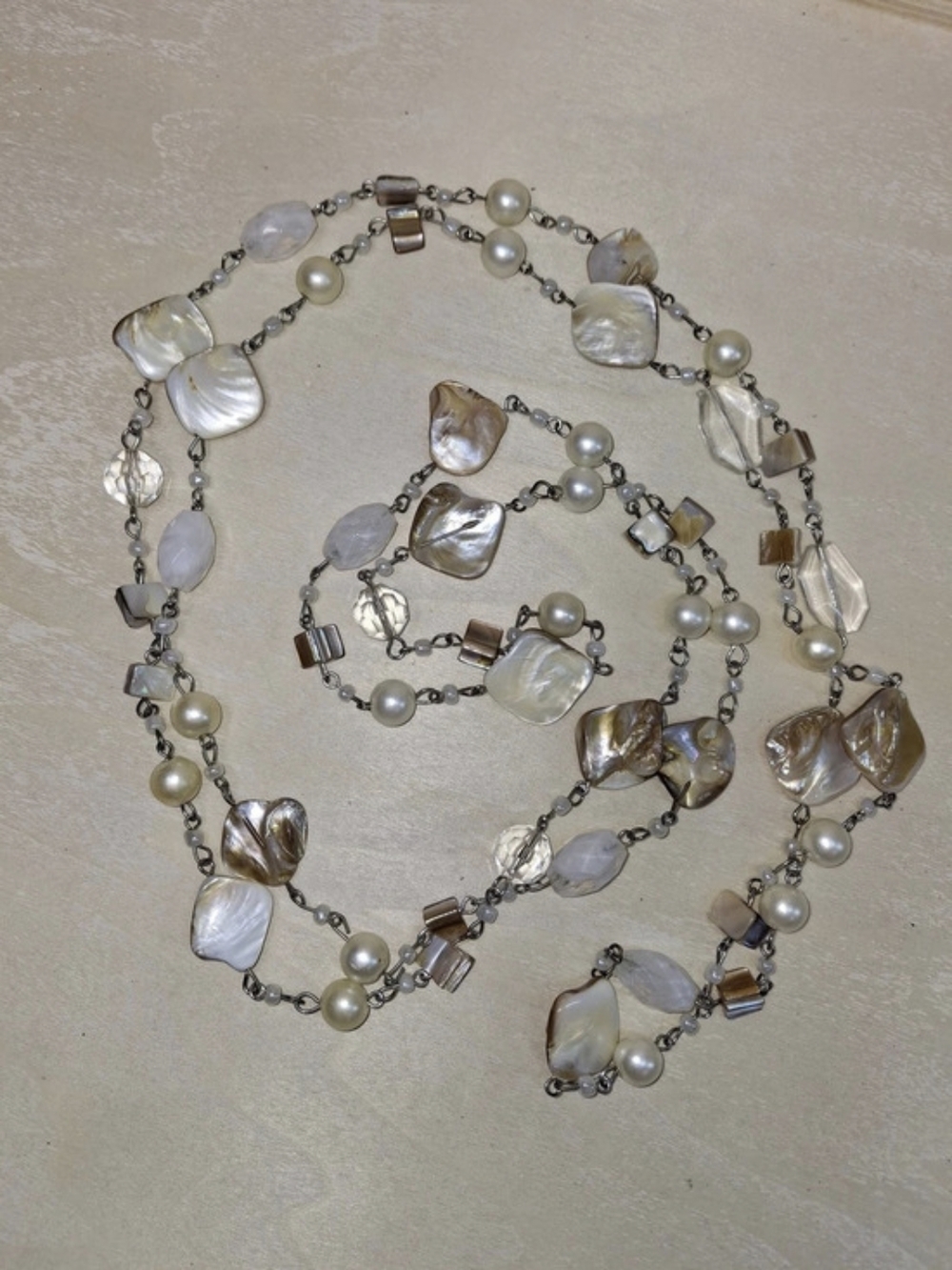 Long Shell Beaded Statement Necklace - Picture 5 of 6